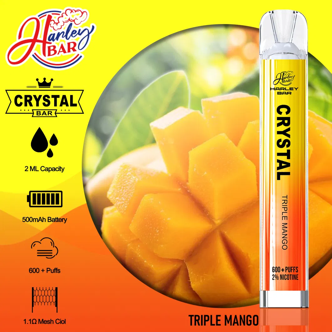 Shenzhen Vape Distributor Stock Harleybar Crystal 600 Puff Disposable Elf Pod Bar