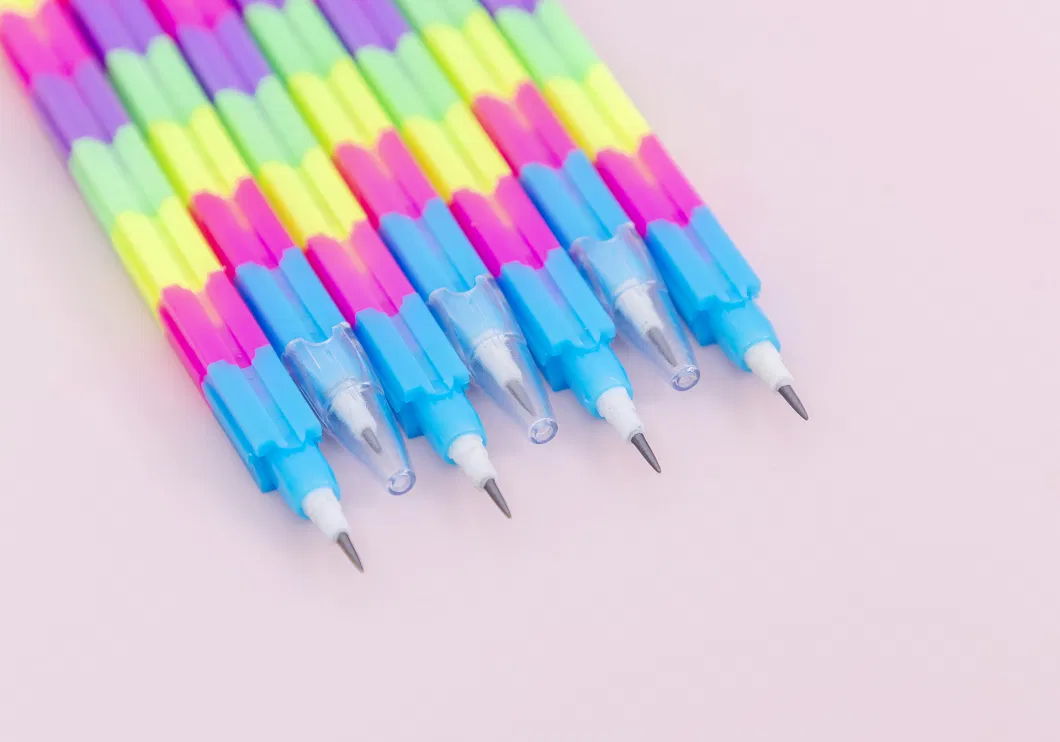 Free Sharpening Pencil Building Block Rainbow Beautiful Colorful Students Bullet Pen