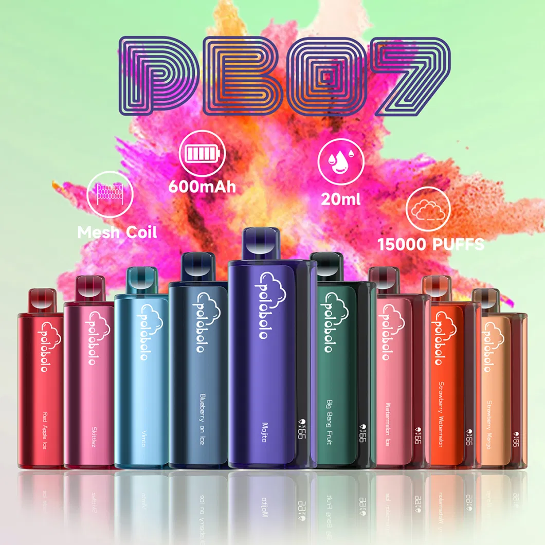 2024 Best Disposable E-Cigarette Slim Ecig Pb07 Elite 15000 Puffs 20mg 50mg Vape with Display Screen Fruit Flavors Disposable Vape in Dubai UAE UK Russia