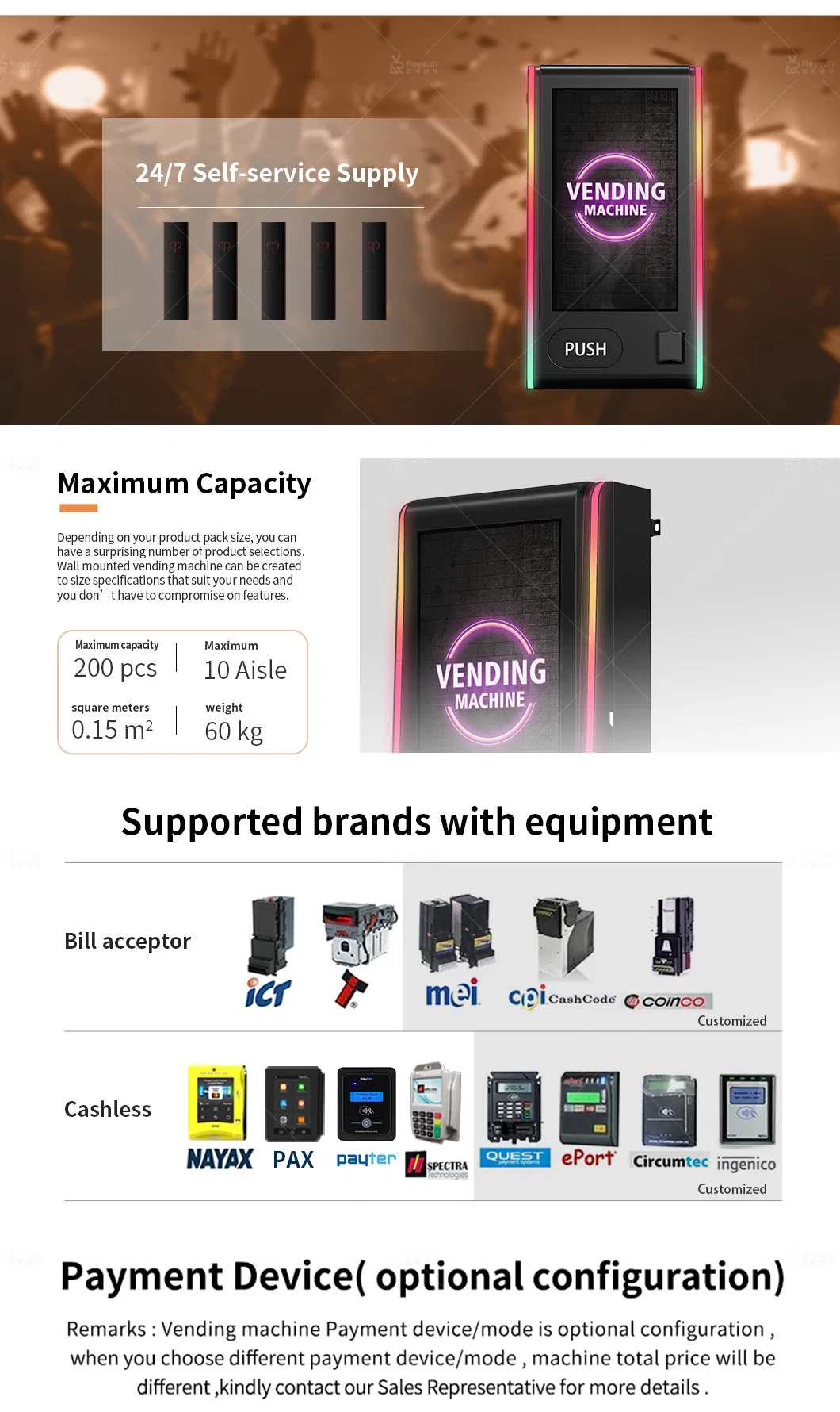 Credit Card Tobacco Mini Vape Vending Machine with ID Card Reader 18 Age Verification