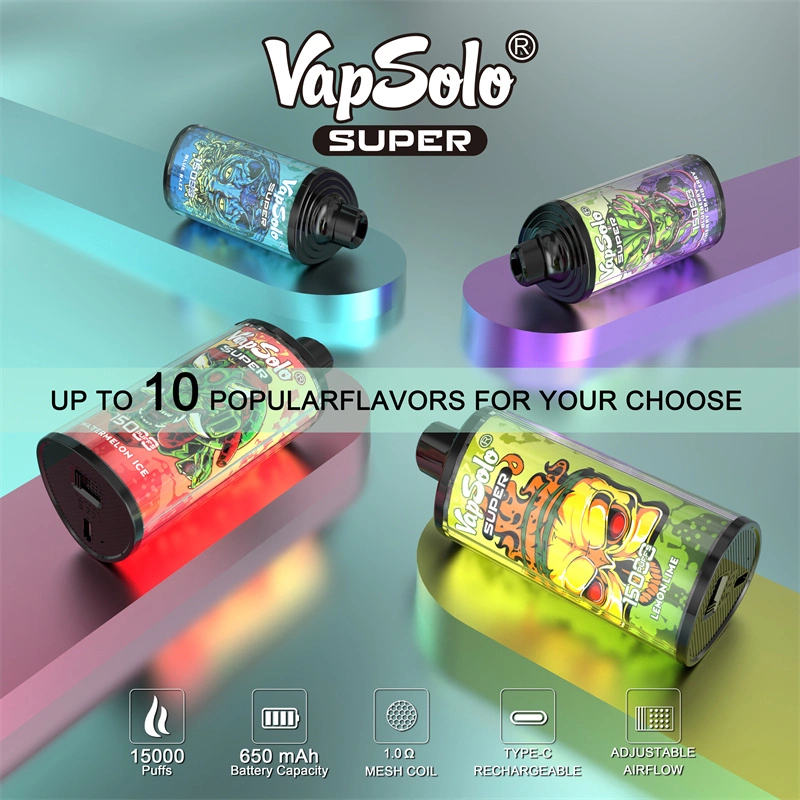 Vapsolo 15000 Puff Spain Popular EU Zbood in Stock Bad Drip Display Screen Non Rechargeable 20K Todo Nord Disposable Device Disposable Vape