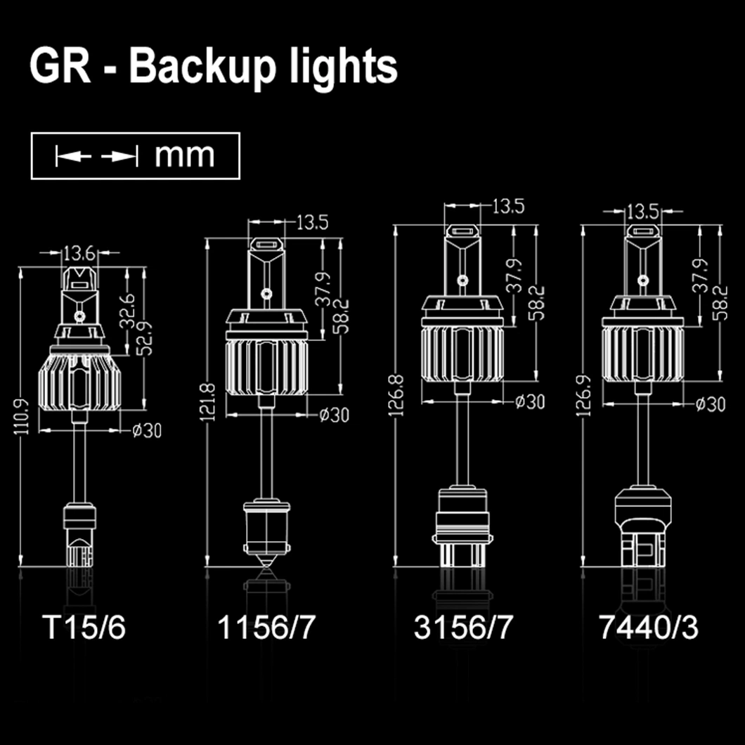 G-View GR Brake up Light 4000lm 12-18V 7443 Bulbs Strobe Sgnal Light for Car 1157 LED ODM Reverse Bulbs