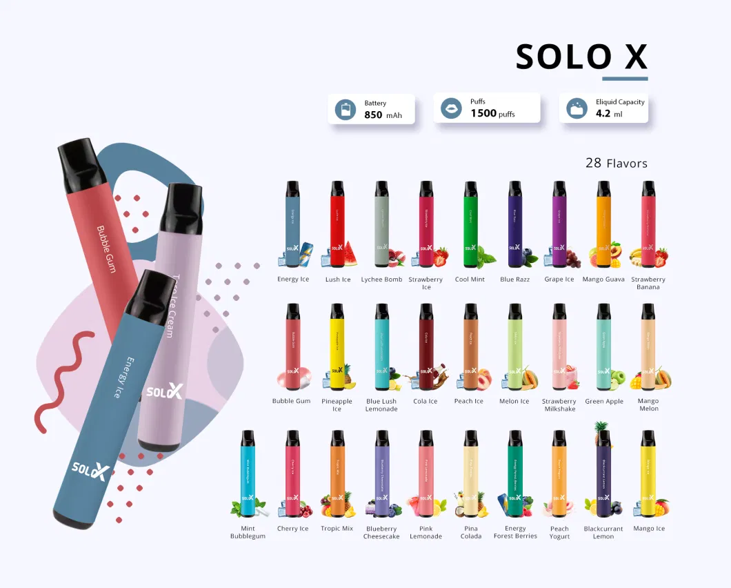 2022 Best Selling Disposable Vape Vapeman Solo X 1500 Puffs 850 mAh Vape Battery