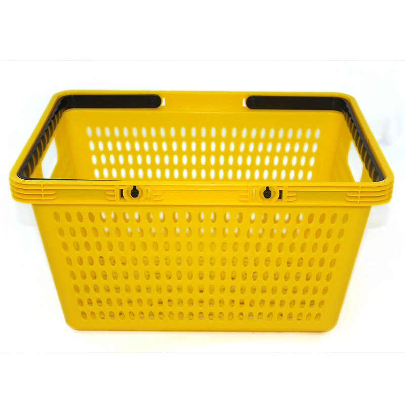 High-Quality Supermarket Shopping Plastic Basket Double-Handle Colorful