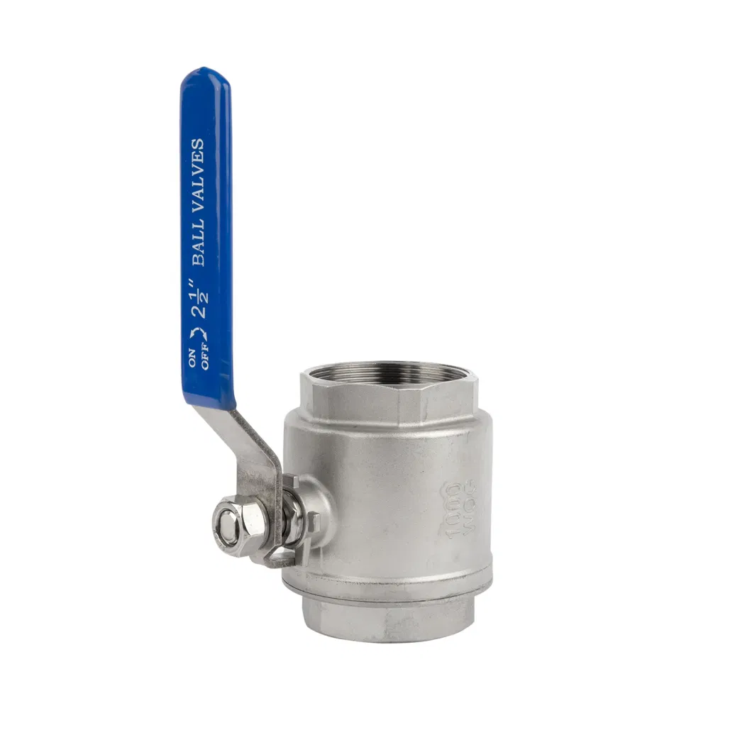 SS304 316 Stainless Steel Handle with Locking Internal Thread BSPP BSPT NPT 2PC Ball Valve