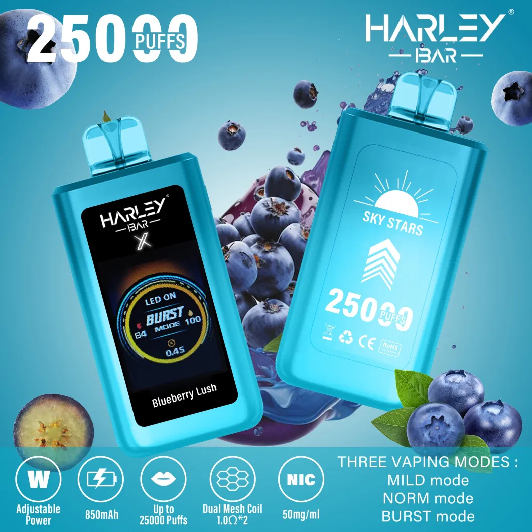 Harleybar X-25K Puff EU Warehouse 1.77 Inches LED Screen Wholesale Vape 25000 Puffs Poland Italy Greece Geek Price Bar