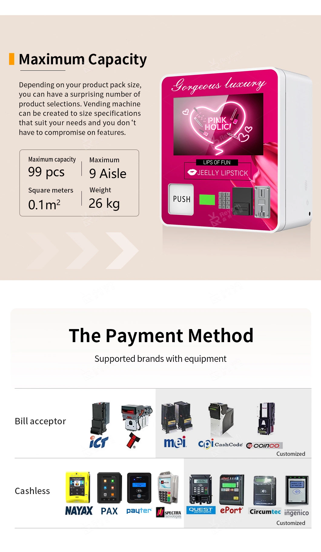 Digital Wall Mount Mini Smart Custom Vape Vending Machine Support Coins with Touch Screen