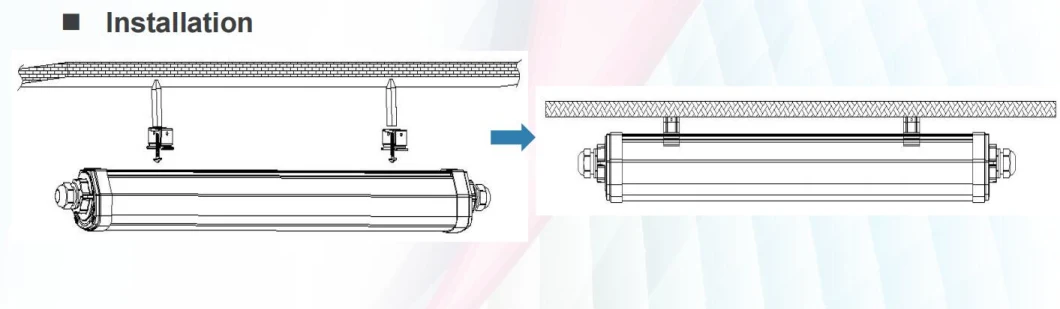 2FT/4FT/5FT IP66 LED Triproof Light Easy Replace PCB and Driver up to 180lm/W SKD Available