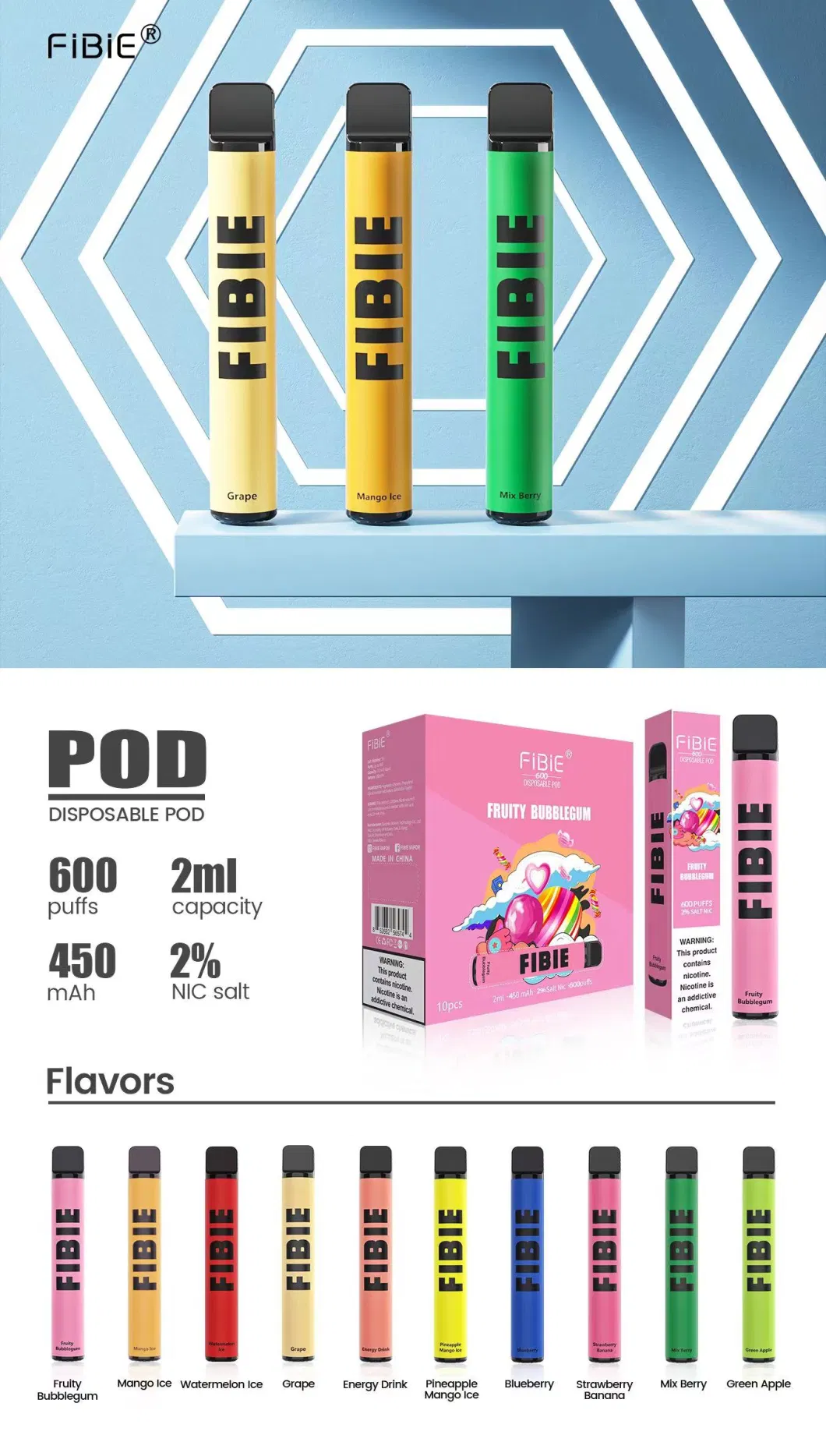 Disposable Vape Amazon Online Shopping E Vape Price Fibie 600 Puffs Custom Vaporizer Pen