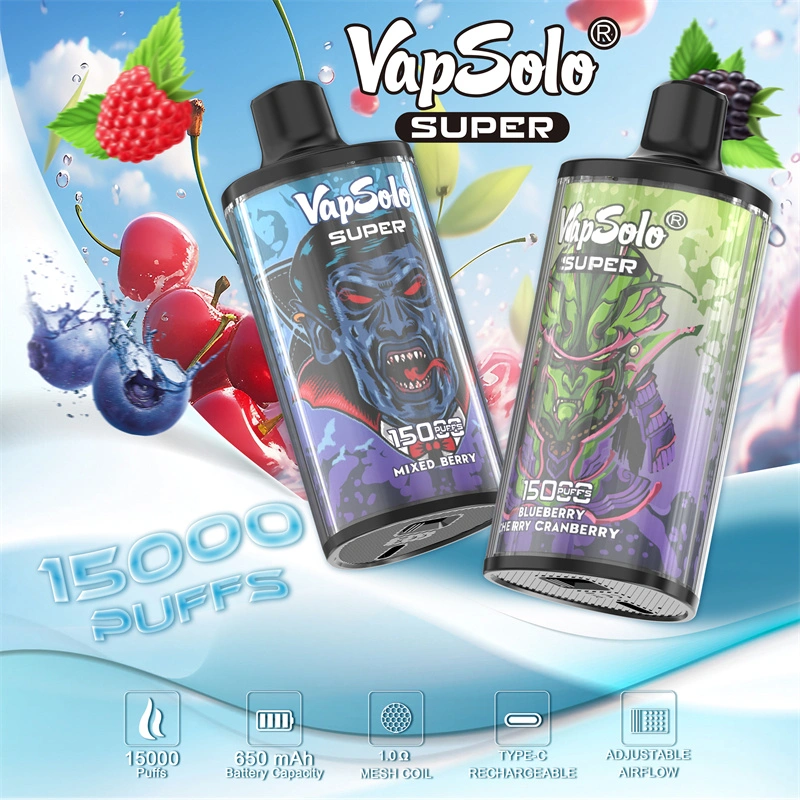 Vapsolo 15000 Puff Spain Popular EU Zbood in Stock Bad Drip Display Screen Non Rechargeable 20K Todo Nord Disposable Device Disposable Vape