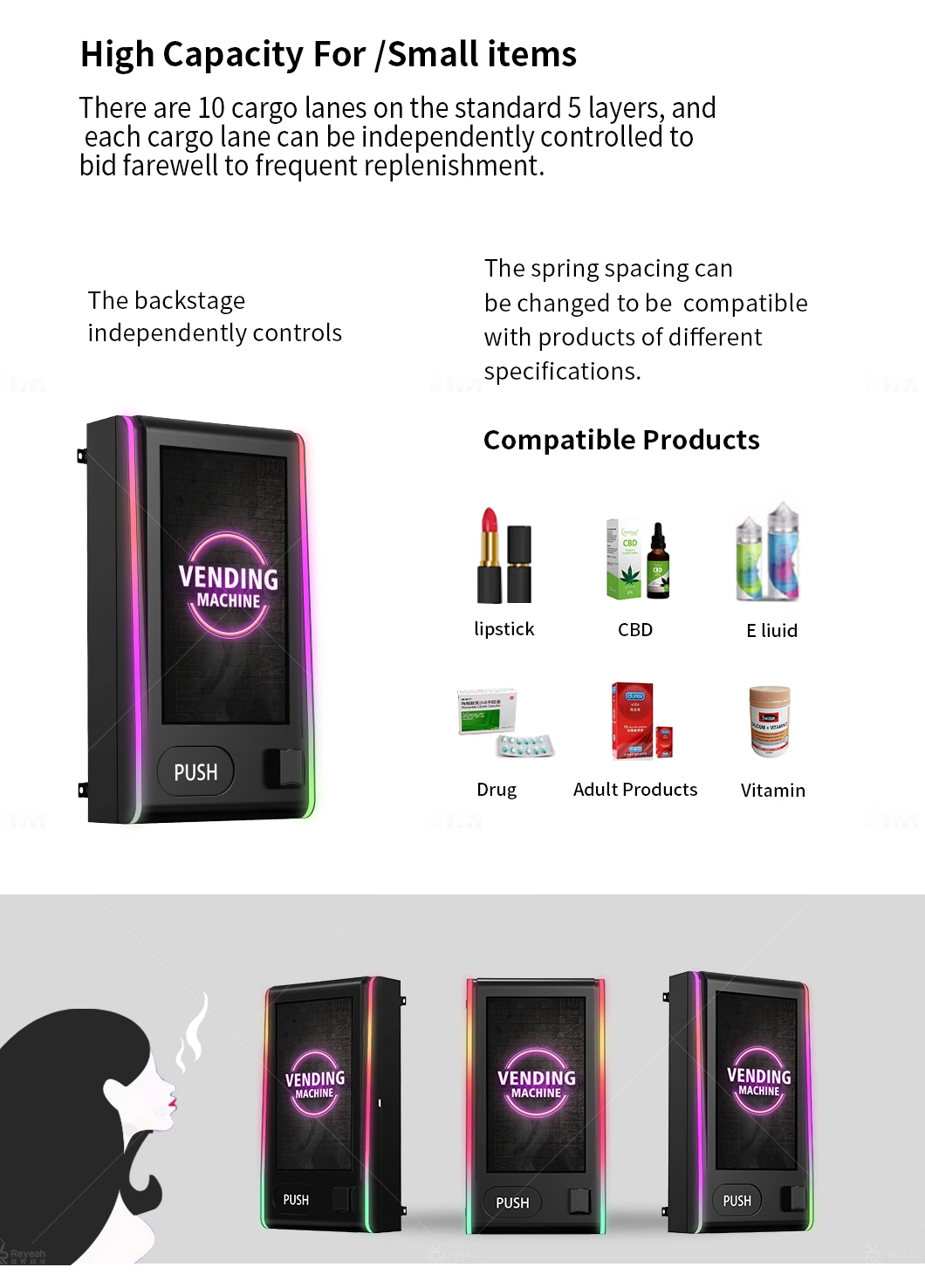 Credit Card Tobacco Mini Vape Vending Machine with ID Card Reader 18 Age Verification