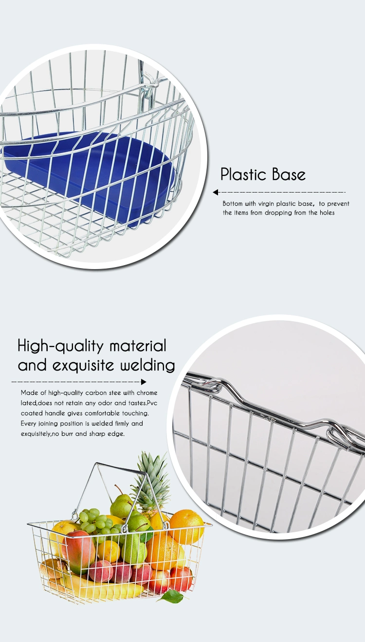 Wire Mesh Double Handle Shopping Baket with Logo Printed