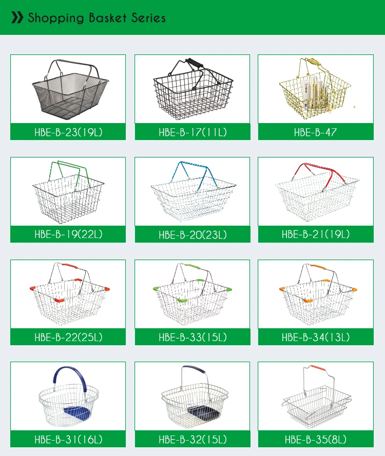 Wire Mesh Double Handle Shopping Baket with Logo Printed