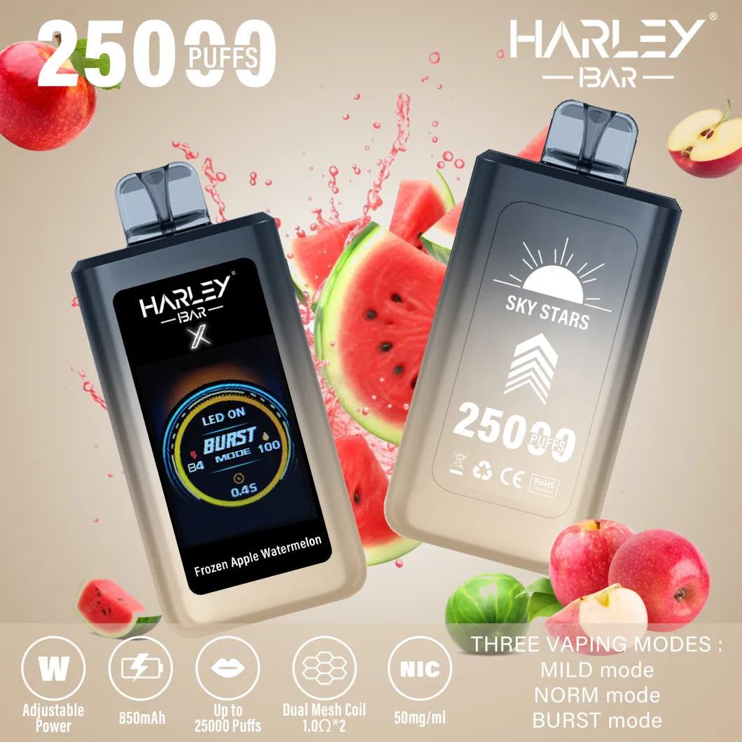 Harleybar X-25K Puff EU Warehouse 1.77 Inches LED Screen Wholesale Vape 25000 Puffs Poland Italy Greece Geek Price Bar