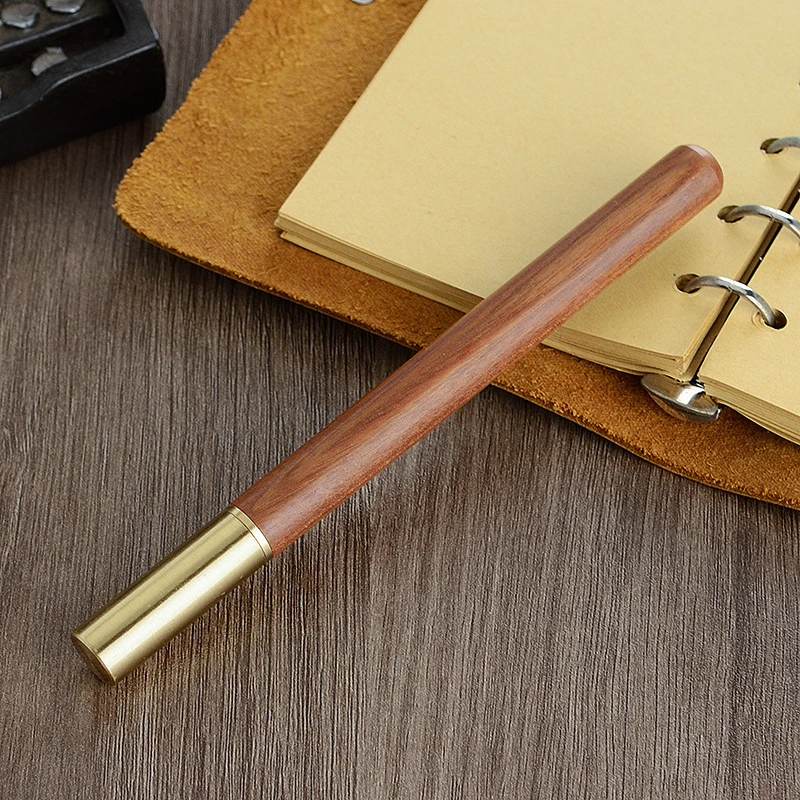 Sandalwood Red Wood Signature Pen Vintage Business Gift Pen Metal Brass Wood Gel Pen