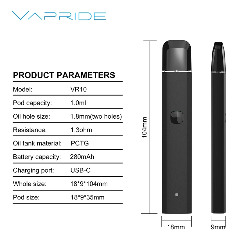 Replaceable Pod 1ml Pod Electronic Cigarette 280mAh Battery Disposable E Cig Vape Pen