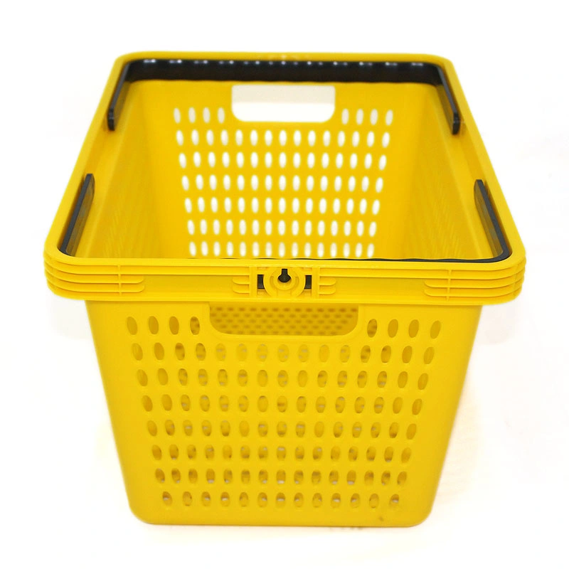 High-Quality Supermarket Shopping Plastic Basket Double-Handle Colorful