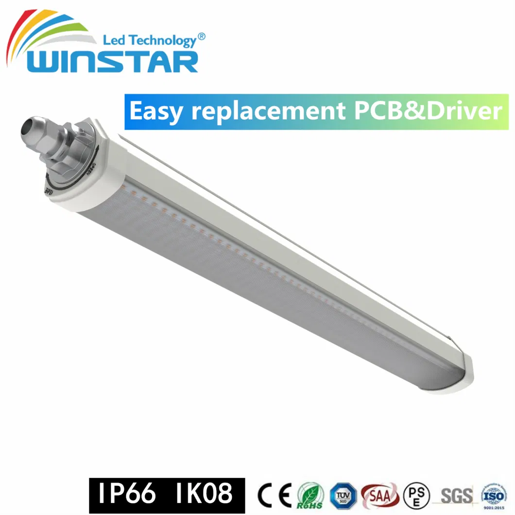 2FT/4FT/5FT IP66 LED Triproof Light Easy Replace PCB and Driver up to 180lm/W SKD Available