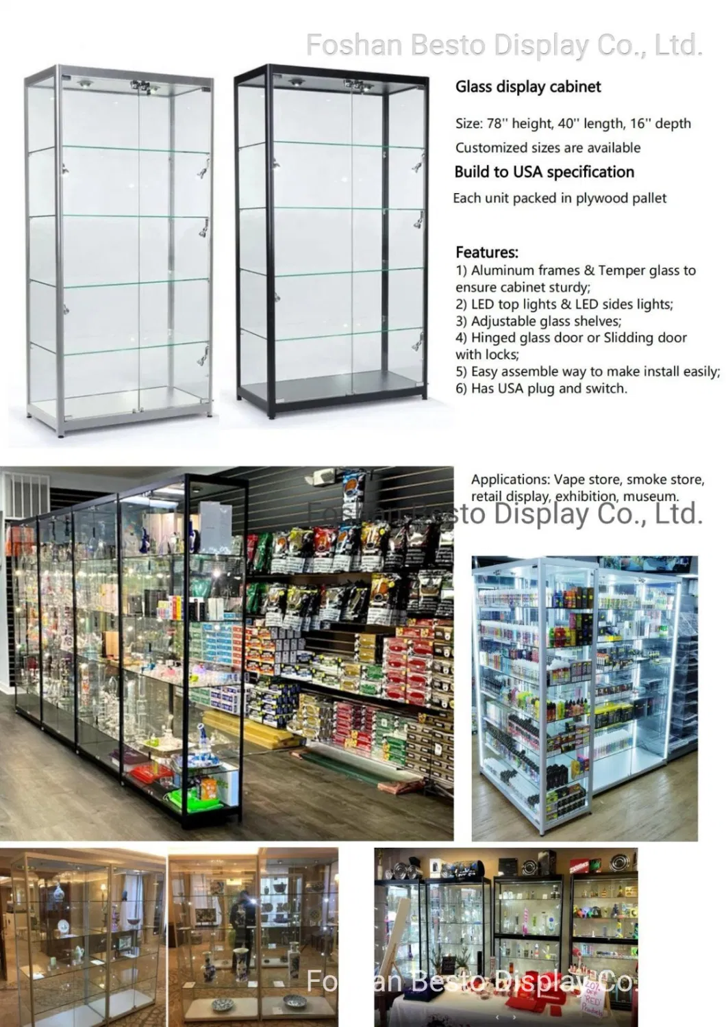 Glass Display Trophy Cabinet for Stores Wholesale, Vape Stores Distributor, Smoke Shop, Jewelry Display