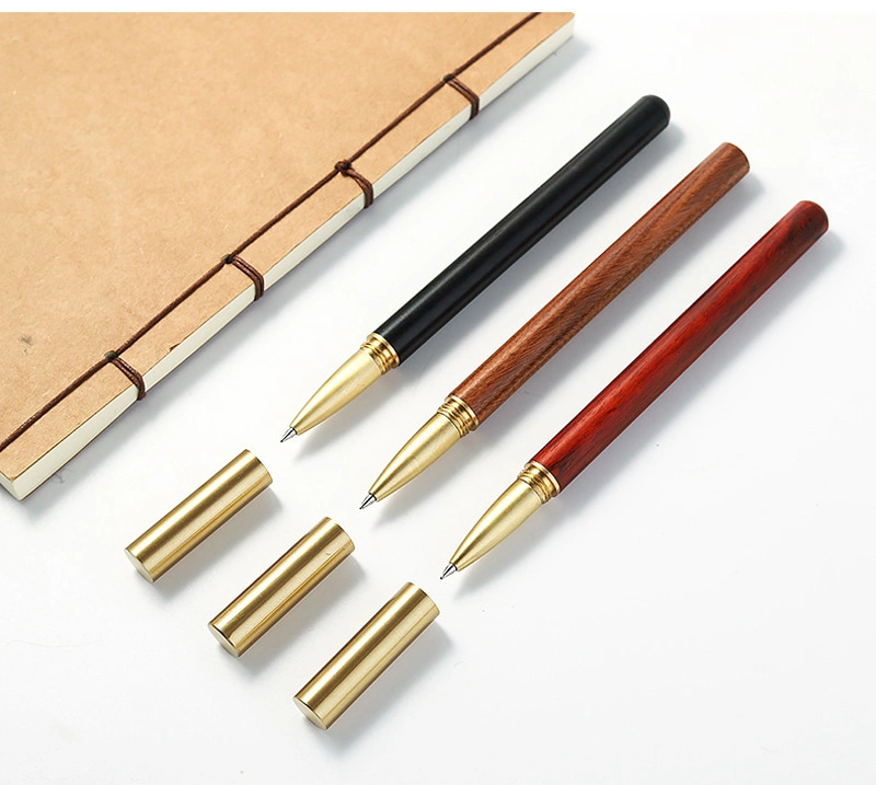 Sandalwood Red Wood Signature Pen Vintage Business Gift Pen Metal Brass Wood Gel Pen