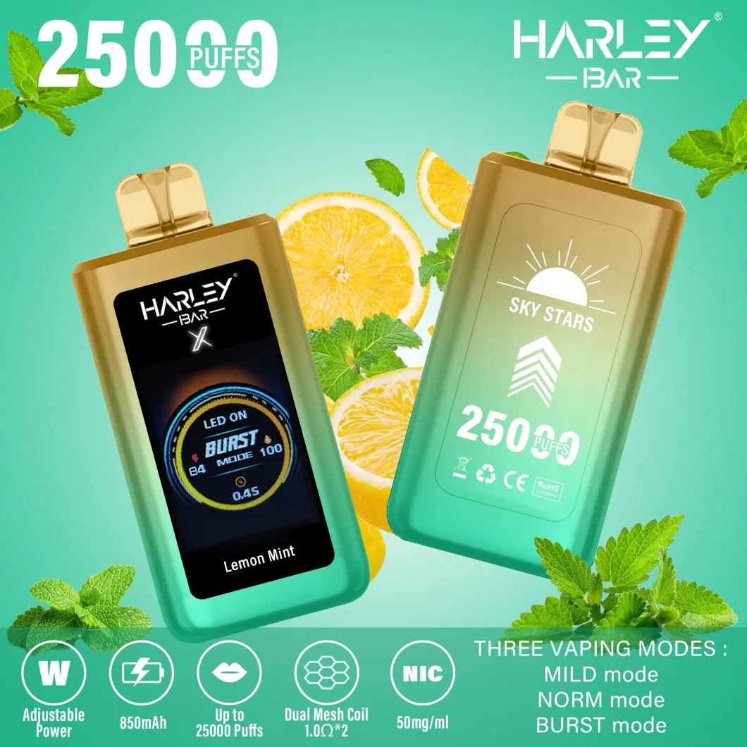 Harleybar X-25K Puff EU Warehouse 1.77 Inches LED Screen Wholesale Vape 25000 Puffs Poland Italy Greece Geek Price Bar