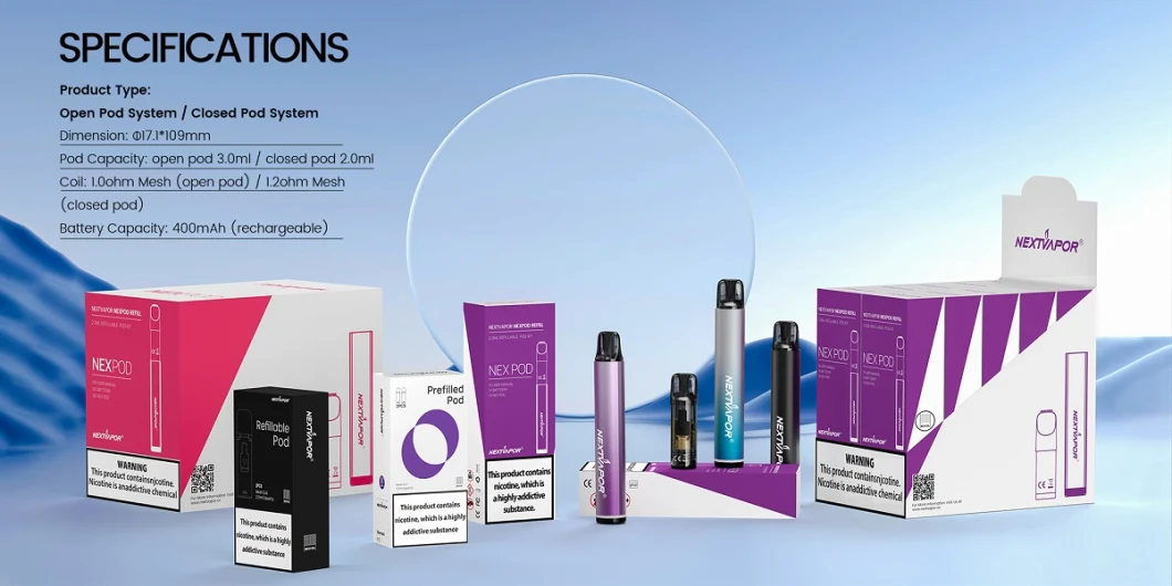 Nextvapor Rechargeable Vaporizer Prefilled &amp; Refillable Pod System Qbar Rechargeable Vape Start Kit