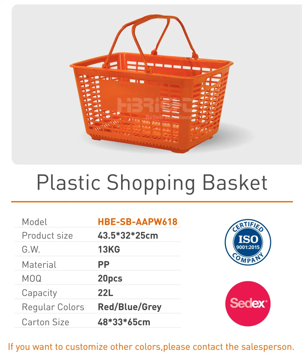 China Cheap Single Handle Classic Style Economic Plastic Lightweight Supermarket Shopping Rolling Babsket