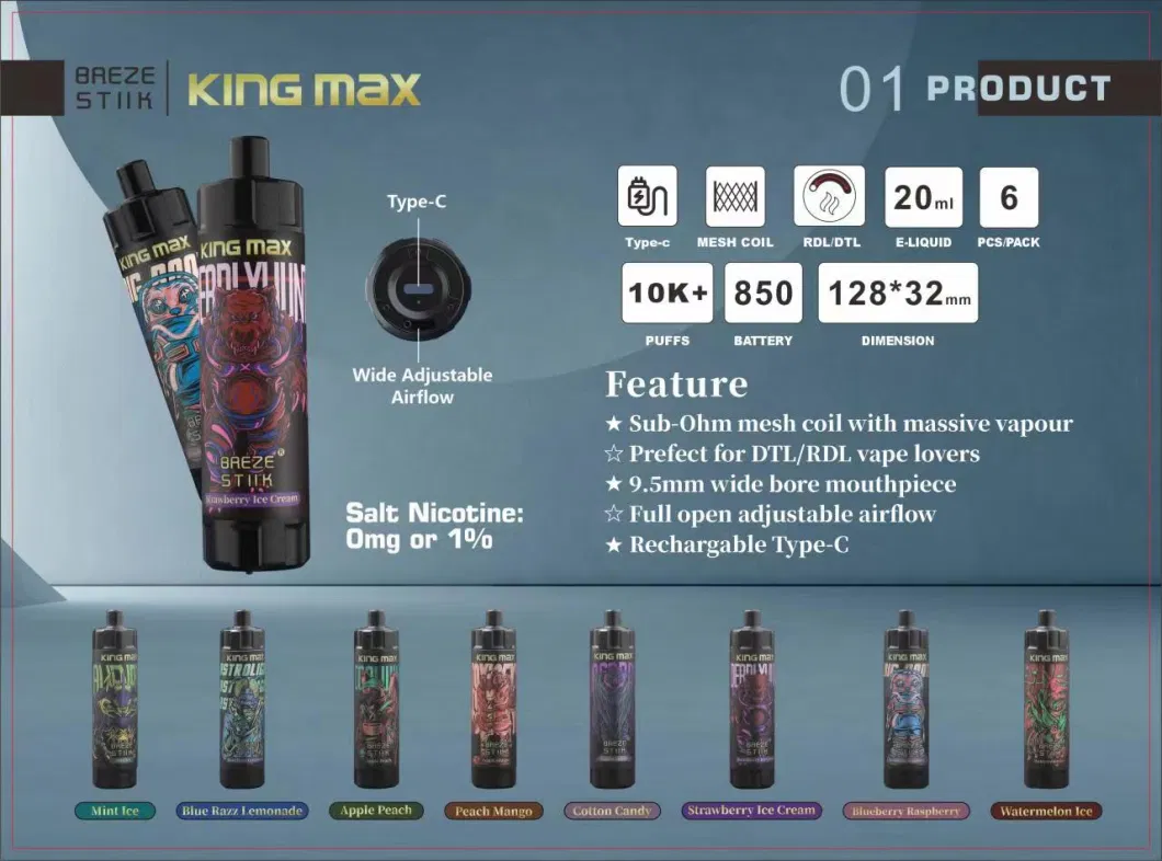 Big Smoke Baeze Stiik Kingmax Dtl 10000 Puff Plus Disposable Vape