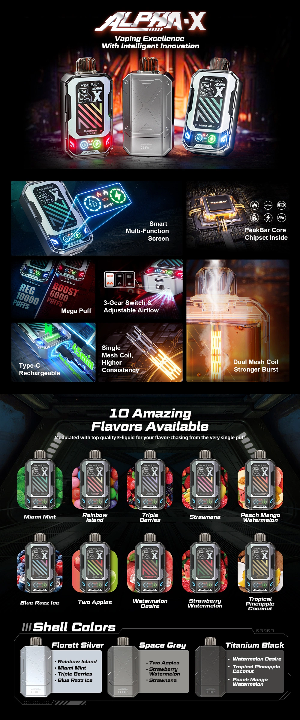 Factory 10000 Puffs 20ml Dual Coil Dual Mode Wholesale Disposable Vape Ecigarette Vape Puff Bar