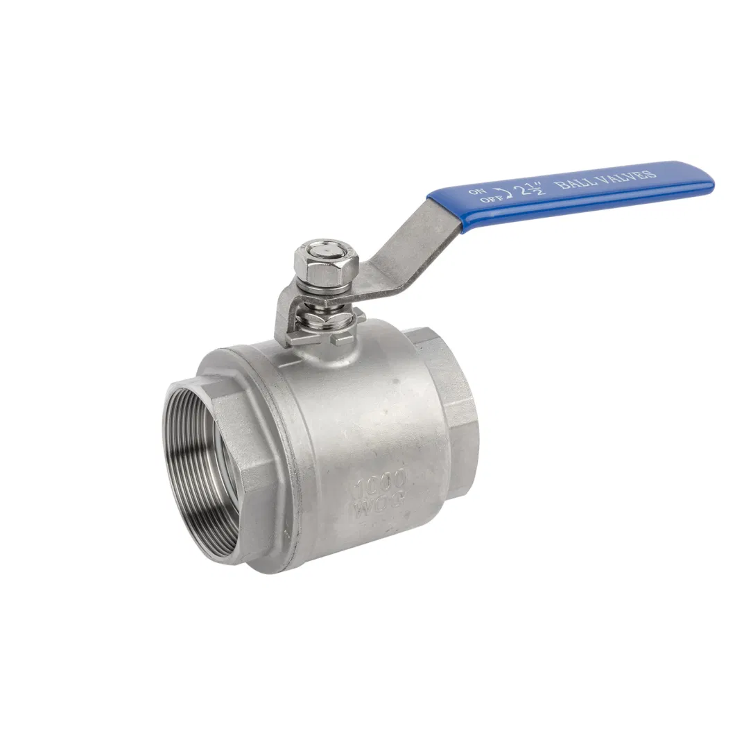 SS304 316 Stainless Steel Handle with Locking Internal Thread BSPP BSPT NPT 2PC Ball Valve