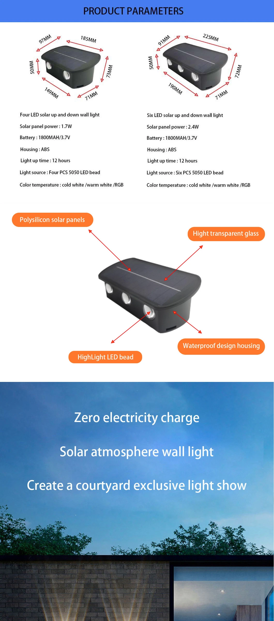 Solar LED Wall Light - up and Down