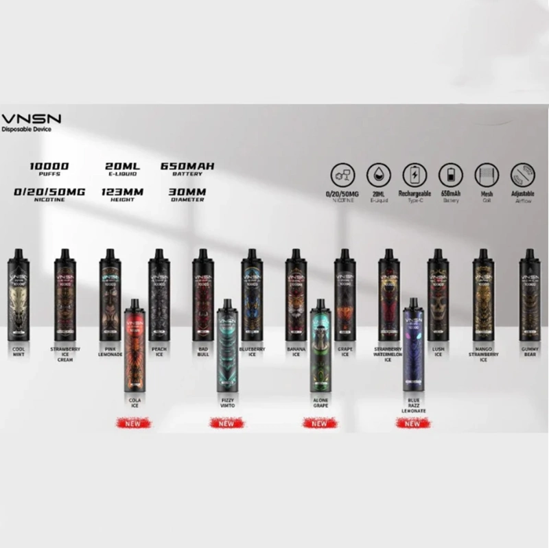 Wholesale Disposable Vape Pen Hookah Vnsn Quake 10000 Puffs 10K Adjustable Airflow Type-C Rechargeable 650mAh Wape