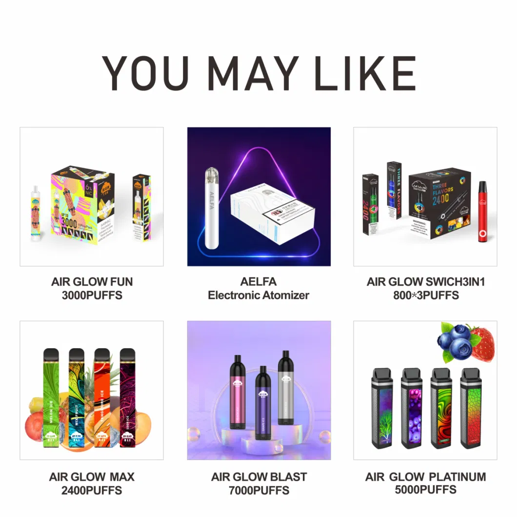 Colored Fruit Air Glow PRO 1600 Puffs Smoke Cigarette Carton Top Vapor Vaporizer Mini Wholesale Vaping Pen