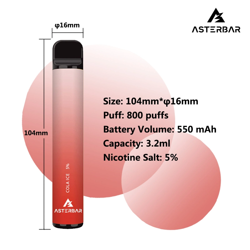 Tpd Compliant Asterbar 800 Puffs 550mAh Battery Mesh Coil Vape Pen