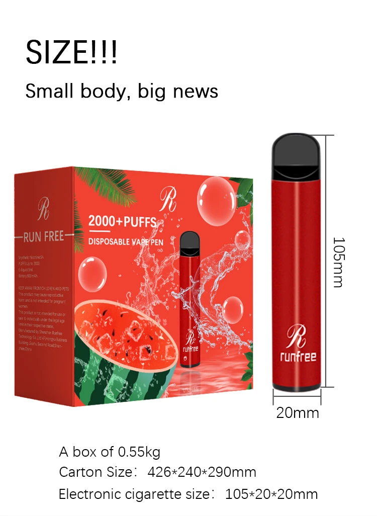 Runfree 2000 Puffs XXL Switch Disposable Vape 2 in 1 Nicotine Fee E Cigarettes