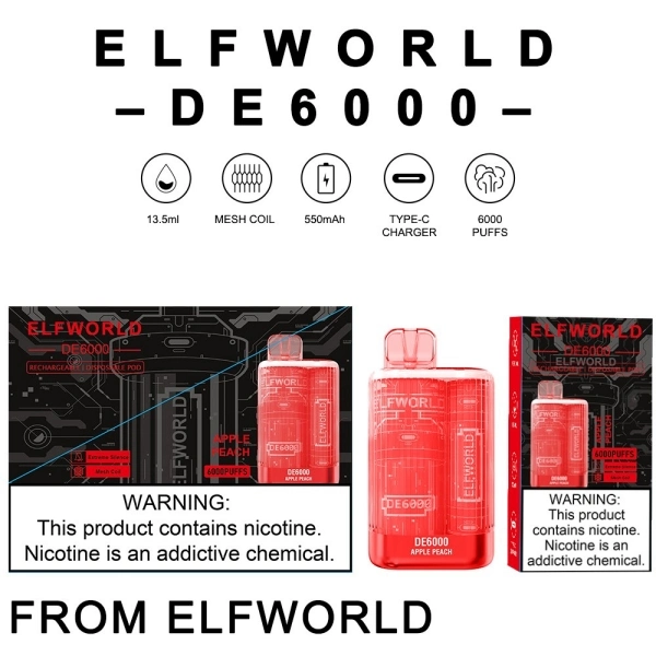 Nicotine Salt Powder Elf Electronic Vape Bar Elfworld De6000