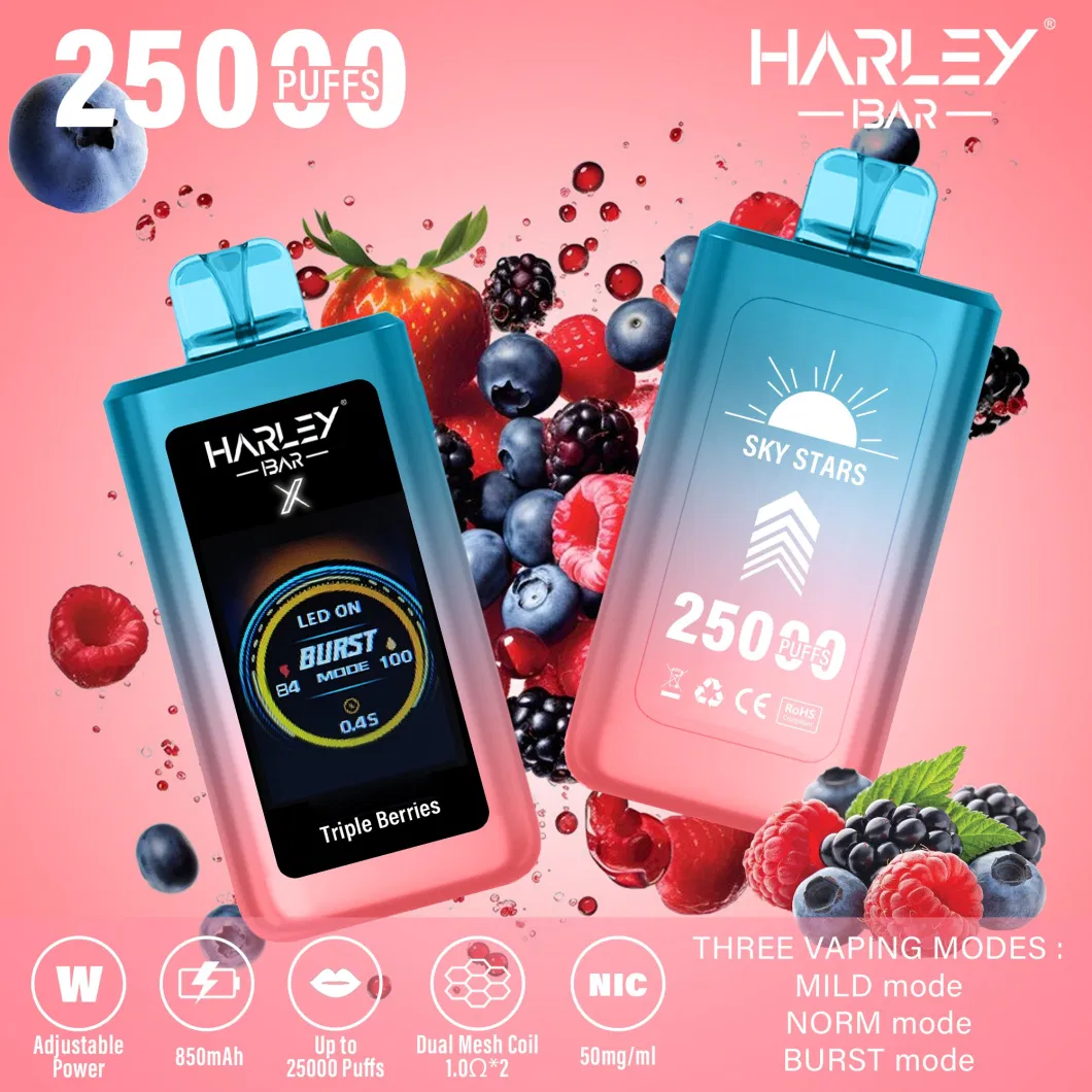 Harleybar X-25K Puff EU Warehouse 1.77 Inches LED Screen Wholesale Vape 25000 Puffs Poland Italy Greece Geek Price Bar