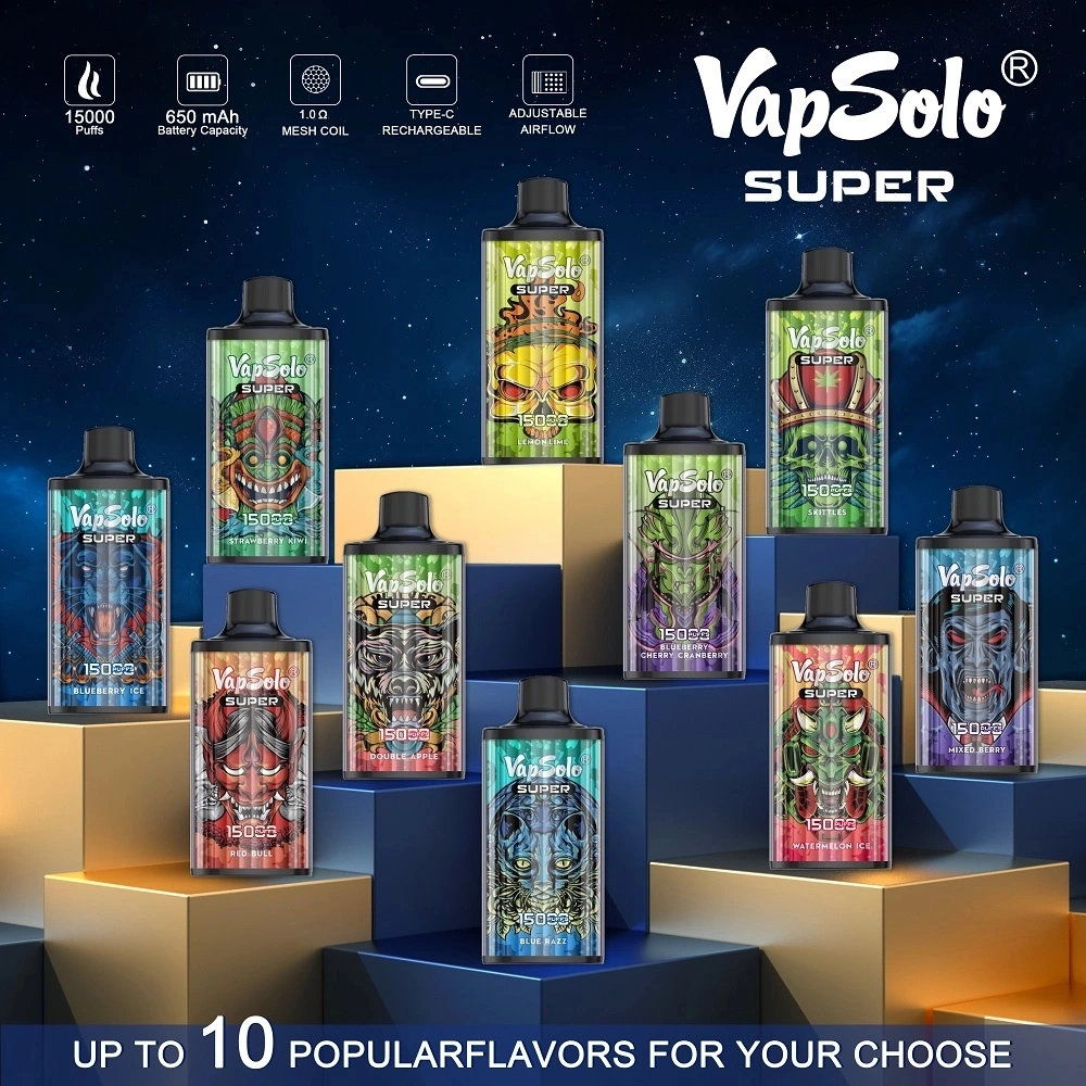 Vapsolo 15000 Puff Wholesale I Vape Factory Price 12000 Large Puffs Disposable Vape OEM E-Cigarette Flavor Bar Consumer-Electronics Wga 15K Vape Irex Razz Bar