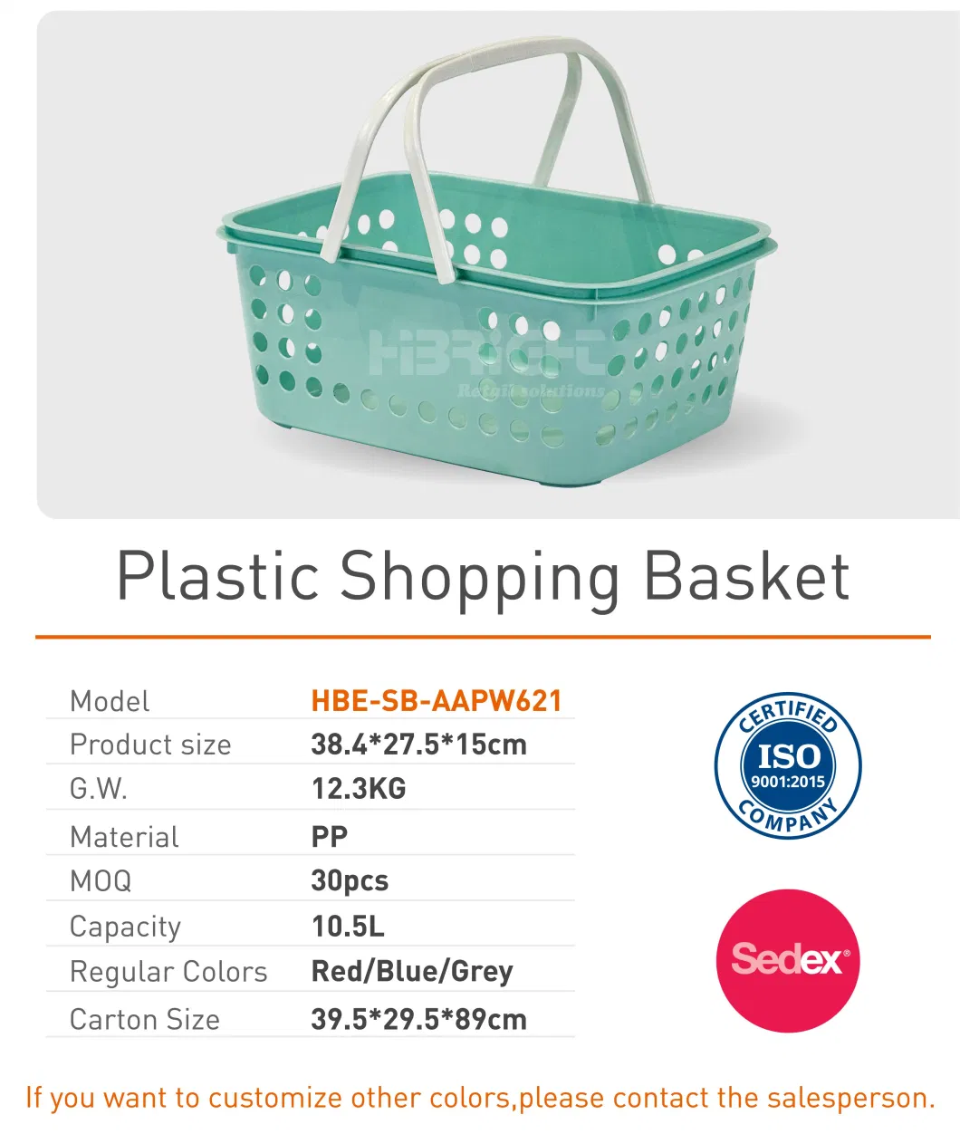 China Cheap Single Handle Classic Style Economic Plastic Lightweight Supermarket Shopping Rolling Babsket