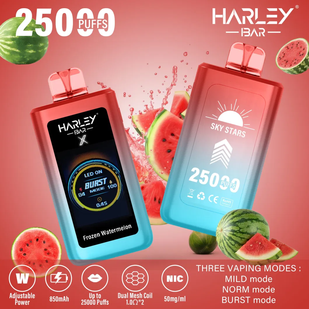 Harleybar X-25K Puff EU Warehouse 1.77 Inches LED Screen Wholesale Vape 25000 Puffs Poland Italy Greece Geek Price Bar