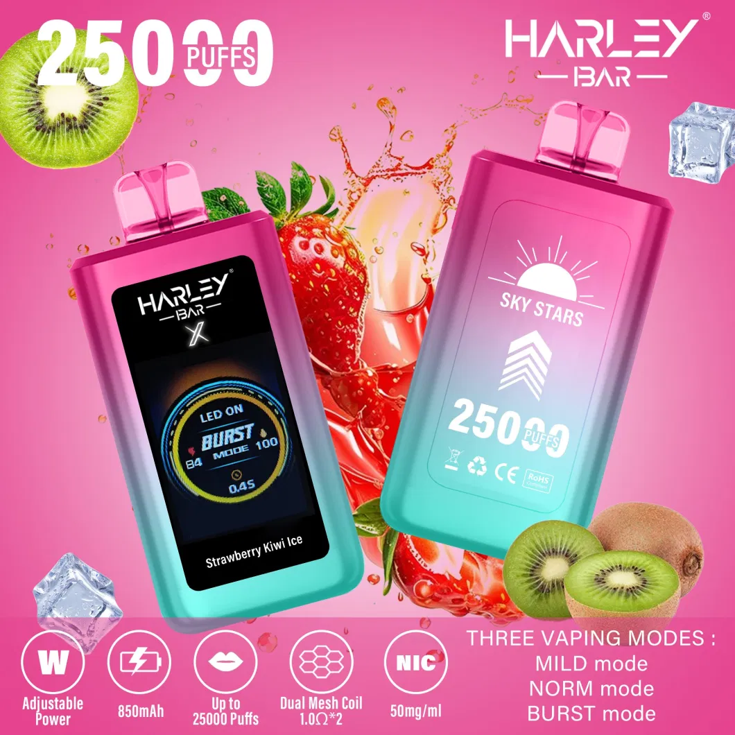 Harleybar X-25K Puff EU Warehouse 1.77 Inches LED Screen Wholesale Vape 25000 Puffs Poland Italy Greece Geek Price Bar