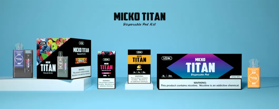 Micko Titan Kit 3% Nic 8ml 3000puffs Disposable Vape Pod with Rechargeable Battery Quit Smoking Vaping Appliance