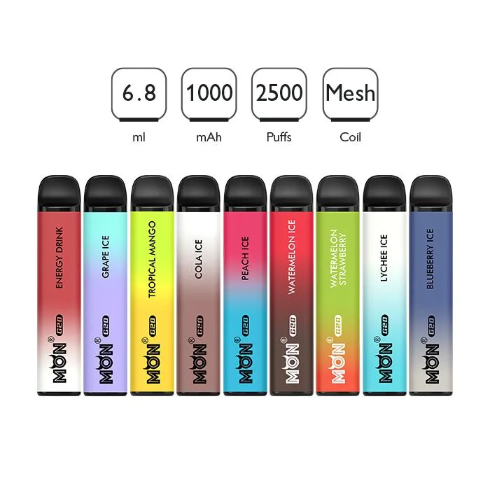 100% Authentic Vape Pen 2500puffs Mesh Coil Design Fruit Flavors Wholesale Factory Without Nicotine