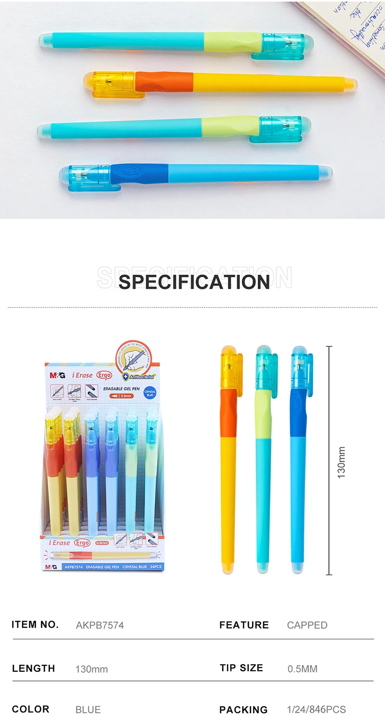 M&G Erasable Gel Pen Easy Start Ergonomic Grip Rubber Coating Body Crystal Blue 0.5mm