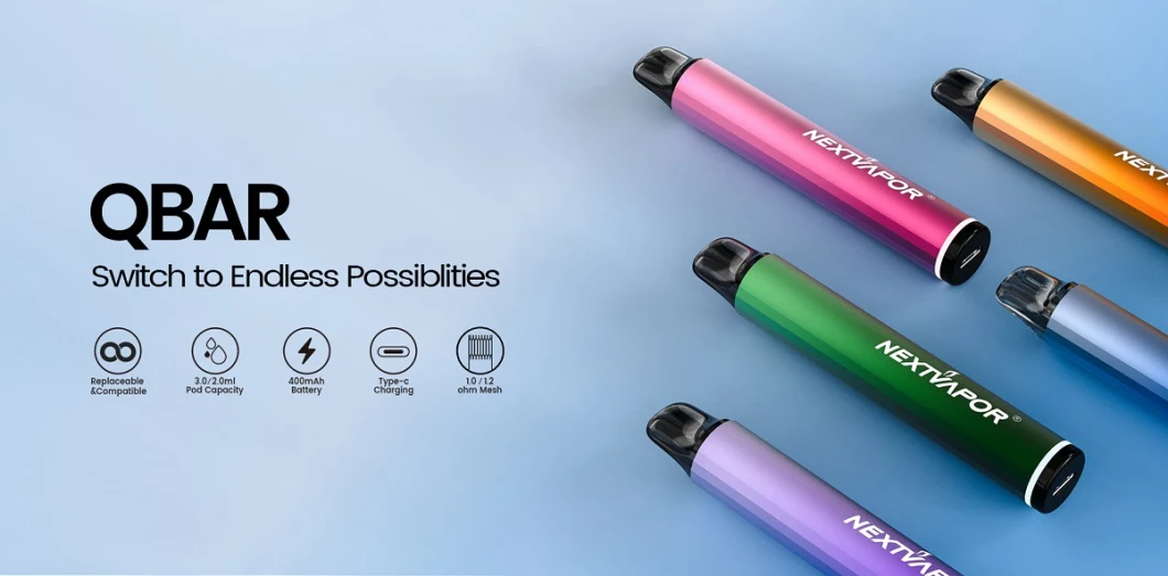 Nextvapor Rechargeable Vaporizer Prefilled &amp; Refillable Pod System Qbar Rechargeable Vape Start Kit