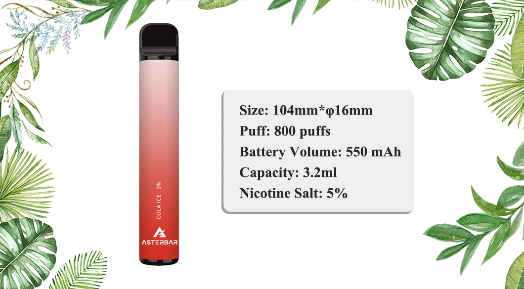 Tpd Compliant Asterbar 800 Puffs 550mAh Battery Mesh Coil Vape Pen