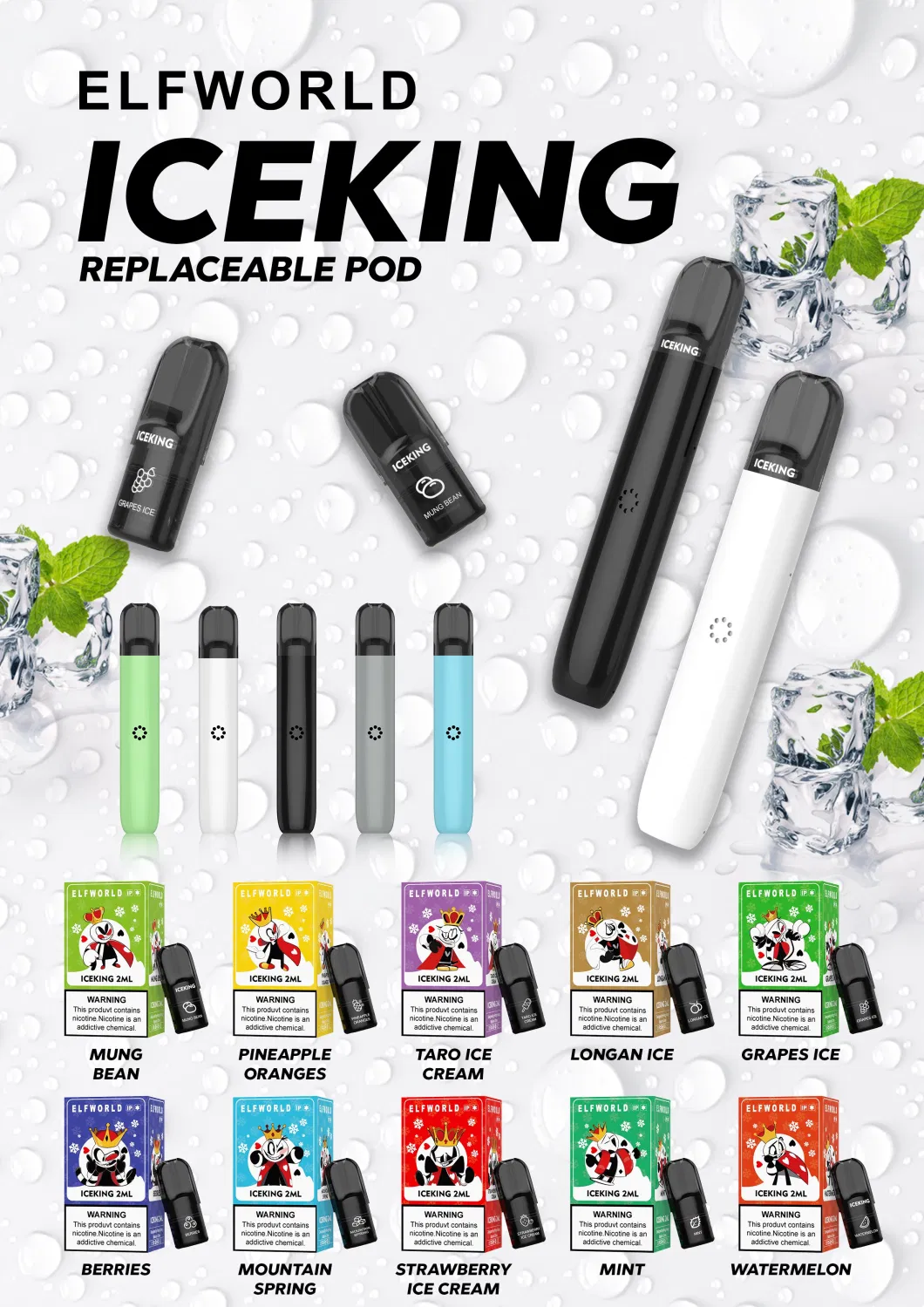 Elfworld Iceking Pod 600 Tpd Puff Innokin Relx-Pen Disposable Vape Pen Replace Pod System Vape Pen Disposable Elf Pod Bar0%2%5% Nic OEM Vape Hookah Bar EU