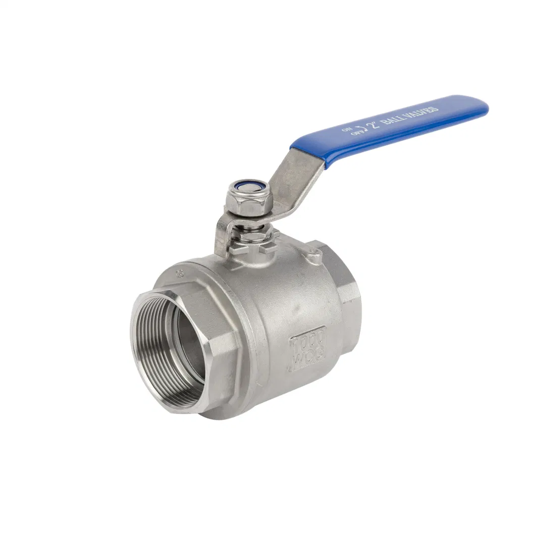 SS304 316 Stainless Steel Handle with Locking Internal Thread BSPP BSPT NPT 2PC Ball Valve