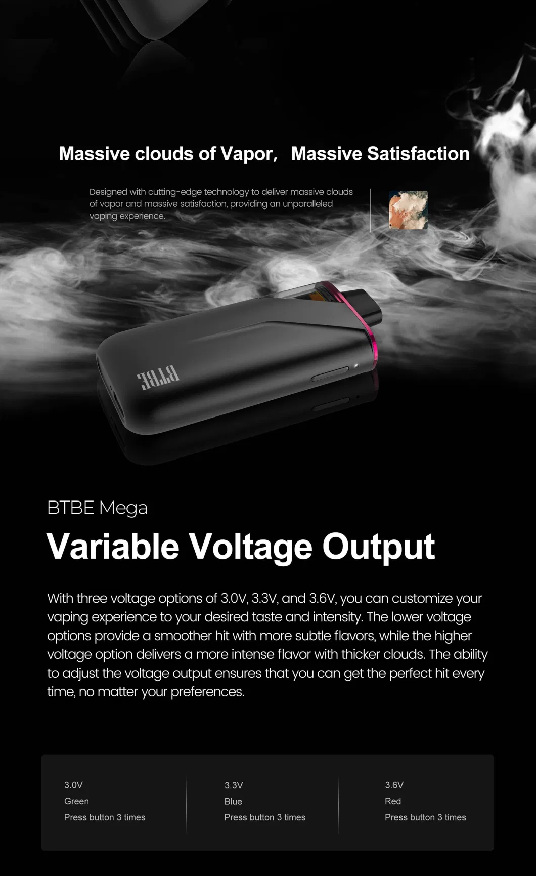 Popular Newest Vaporizer Mega Mini Box Big Oil Capacity 3.0ml Rechargeabl Battery