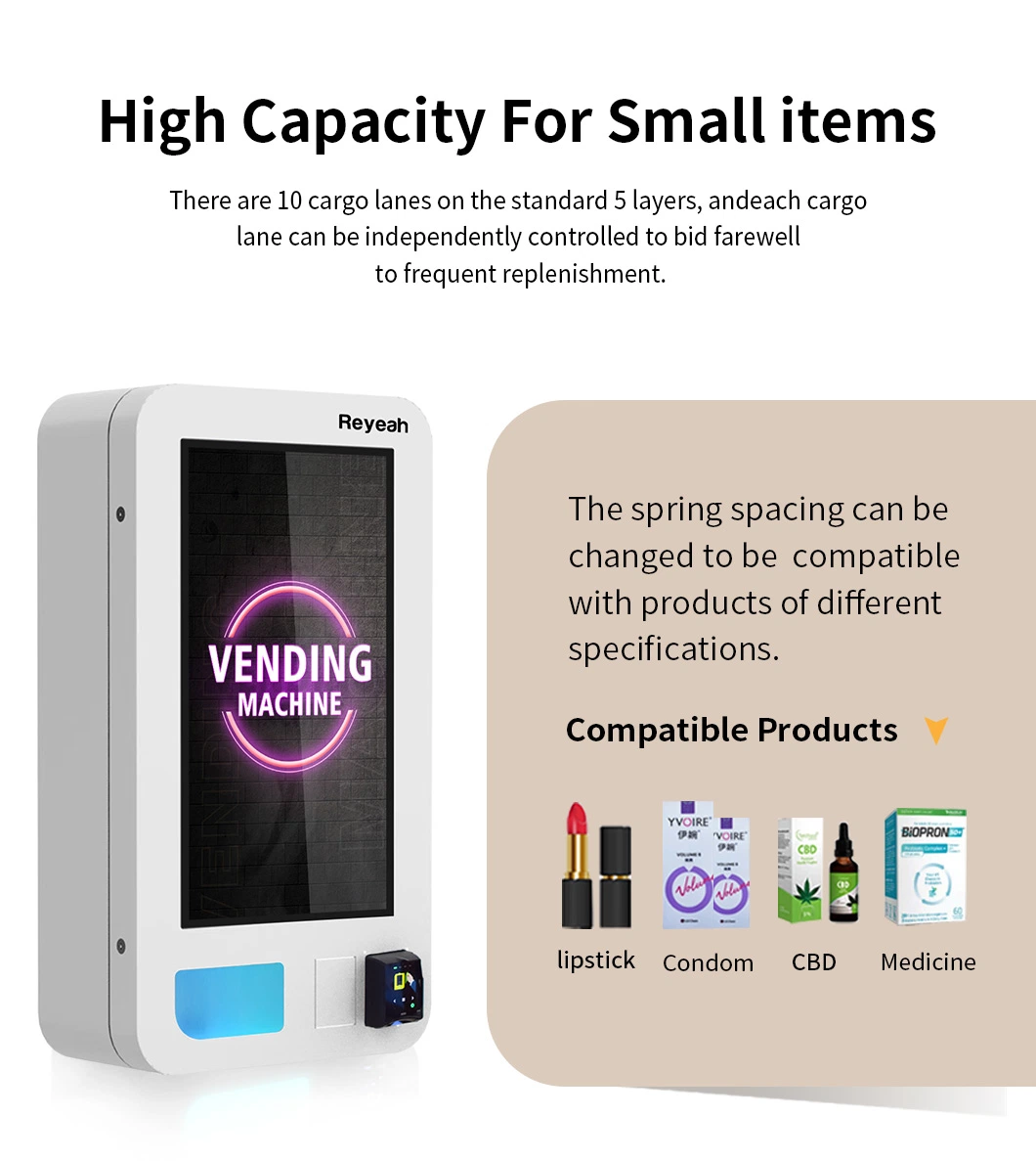 Reyeah Smart Tobacco Vending Machines Age Verification 32 Inch Touch Screen Vape Vending Machine